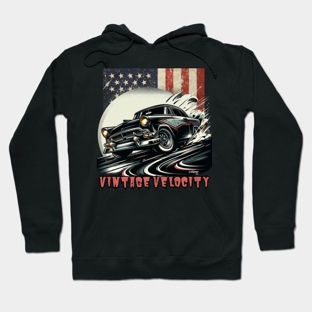 Velocity of Vintage Classic American Muscle Car - Hot Rod and Rat Rod Rockabilly Retro Collection Hoodie by LollipopINC